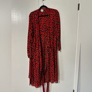 Cabi Cheetah Red Wrap Dress XXL